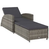 Maison Chic Ležalnik - Sončna ležalnik s temno sivo blazino poli ratan siv, (22057615) | Shoptok.si