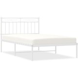  The Living Store Kovinski posteljni okvir z vzglavjem bel 107x203 cm - Posteljni Okvir, (21501195) | Shoptok.si