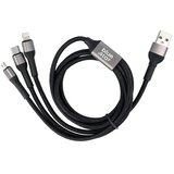 Blue Star 3-u-1 pleteni kabel s mikro USB, USB C i Lightning 3A konektorima | shoptok.hr
