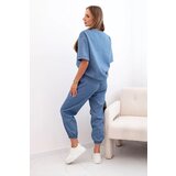 Kesi Włoski Women's viscose set with short sleeves and trousers denim melan | Shoptok.si