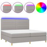 Maison Chic Box spring postelja - Vzmetna postelja z vzmetnico LED sv. siva 200x200 cm blago SL22615, (21903666) | Shoptok.si