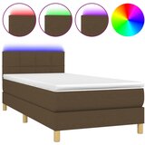 Maison Chic Box spring postelja - Vzmetna postelja z vzmetnico LED temno rjava 90x200 cm blago SL2671, (21904928) Cene