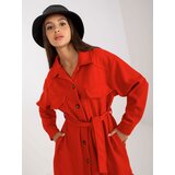 Fashion Hunters Long red top shirt with a belt Cijene