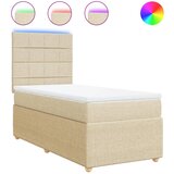 vidaXL Box spring postelja z vzmetnico krem 90x200 cm blago, (21305244) | Shoptok.si