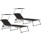 The Living Store Zložljiv ležalnik s streho 2 kosa aluminij in tekstil črn - Ležanik, (21483397) | Shoptok.si