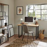 MID.YOU pisalna miza kovina, leseni material črna, barve hrasta | Shoptok.si