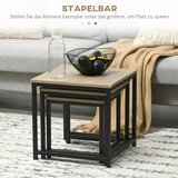  Set od 3 pomoćna stolića za uvlačenje industrijski dizajn okvir od crnog čelika ploča s imitacijom drveta | shoptok.hr