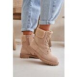 Boto Women's Lined Worker Boots with Zip Beige Mivael | Shoptok.si