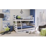 Molarem Home Drveni dječji krevet na kat Nora Family New s dvije ladice - bijeli - 90/120x200 cm | shoptok.hr