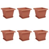 vidaXL Saksije za biljke 6 pcs Crvena cigla 33 x 33 x 26 cm Plastika - Crvena cigla 33 x 33 x 26 cm 6 Cijene
