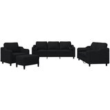 vidaXL 4-dijelni set sofa s jastucima crni od tkanine - Crna s jastucima i tabureom Cijene