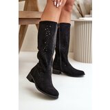Boto PS1 Women's Suede Boots with Lacing Black Tanive Cijene
