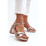 EVENTO Women's Sandals with Chunky Heel Faux Leather Golden Jatine | shoptok.hr