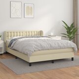  s oprugama i madracem krem 140x200 cm od umjetne kože | shoptok.hr