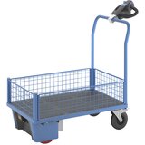 eurokraft pro ploski voziček z električnim pogonom, 4 polvisoke mrežaste stene, dxšxv 1370 x 700 x 1300 mm | Shoptok.si