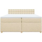 vidaXL Box spring postelja z vzmetnico krem 200x200 cm blago, (21308867) | Shoptok.si