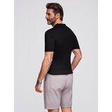 Ombre Men's SLIM FIT viscose vertical striped polo shirt - black | Shoptok.si