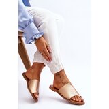 EVENTO PE1 Women's Leather Flip Flops Gold Amite | Shoptok.si