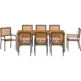 vidaXL set za obedovanje u vrtu od 9 dijelova crni poli ratan akacija | shoptok.hr