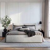 MID.YOU OBLAZINJENA POSTELJA 140 cm x 200 cm , les, tekstil, leseni material svetlo siva | Shoptok.si
