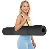 Rebel Active prostirka za gimnastiku za jogu, pilates, fitness, 200x115cm, debljine 1cm, TPE materijal, crna | shoptok.hr