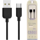 Usams USB-C KABEL 1M ČRN/ČRN ZA TELEFONE, POLNILNIKE, 2A, (21980370) | Shoptok.si
