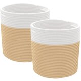  The Living Store Košara za shranjevanje 2 kosa bež in bela Ø28x28 cm bombaž - Košara Za Shranjevanje, (21444218) | Shoptok.si
