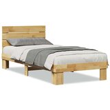 Okvir kreveta uzglavljem bez madraca 75x190 cm puno drvo hrast | shoptok.hr