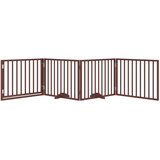  Vrata za pse s vratima, sklopiva, 4 panela, smeđa, 320 cm, drvo topole | shoptok.hr