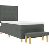 Box Spring Krevet s Madracem i Klupom Tamno Siva 100x200 cm Tkanina | shoptok.hr