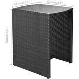  3-Dijelni bistro set od poliratana s jastucima crni | shoptok.hr