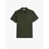 Koton Polo Neck T-Shirt Half Zipper Textured Short Sleeve Cene