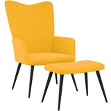 vidaXL Stol za sproščanje s stolčkom gorčično rumen žamet, (20934671) | Shoptok.si