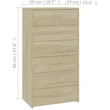  Komoda sa 6 ladica boja hrasta sonome 50 x 34 x 96 cm drvena | Eponuda.ba
