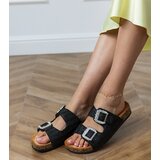 D/CEO Black sandals with cork soles and rhinestones on the buckles Tea | Shoptok.si