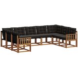  Set vanjskih sofa 9 pcs Prirodna i crna Čvrsto drvo akacije | Eponuda.com