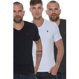 Dewberry TRIPLE SET T8568 V-NECK MEN'S T-SHIRT-ANTHRACITE-WHITE-NAVY BLUE | ePonuda.com