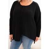 Kesi Włoski Women's Plus Size sweater with acrylic, loose fit and 3/4 sleeves black | shoptok.hr