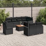 Maison Chic Seti vrtnega pohištva - Vrtna garnitura - Vrtni pohištvo set 9-delna z blazinami črn poli ratan, (21798603) | Shoptok.si