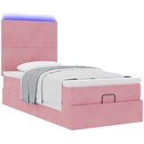 vidaXL Otomanski posteljni okvir z vzmetnicami roza 100x200cm žamet | Shoptok.si