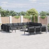 vidaXL Vrtna sedežna garnitura 14 pcs Antracitna Jeklo | Shoptok.si