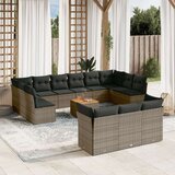vidaXL 14-dijelni set vrtnih sofa od poliratana s jastucima sivi | shoptok.hr