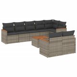 Maison Chic Seti vrtnega pohištva - Vrtna garnitura - Vrtni pohištvo set 9-delna z blazinami siv poli ratan, (21798028) | Shoptok.si