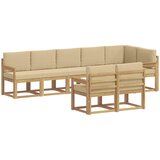  Set vanjskih sofa s jastukom 8 pcs Bijela i bež Poliester | shoptok.hr