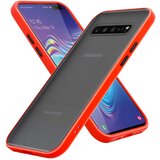 Cadorabo Ohišje, združljiv s Samsungom v zamrznjenih rdečih - črnih tipkah - hibridni zaščitni pokrov s silikonom TPU v notranjosti in mat plastičnim hrbtom, (20566423) Cene