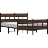 vidaXL Kovinski posteljni okvir brez vzmetnice rjavi hrast 160x200 cm, (21610849) | Shoptok.si