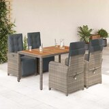  5-dijelni vrtni blagovaonski set sivi od poliratana Siva Dužina stola 150 cm | Shoptok.si
