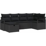 vidaXL Vrtna sedežna garnitura z blazino 6 pcs Črna poli ratan, (5000154625) | Shoptok.si