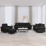 vidaXL Sedežna garnitura 4-delna z vzglavniki črn žamet | Shoptok.si