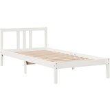 vidaXL Posteljni okvir z vzglavjem bel 90x200 cm trdna borovina, (21292352) | Shoptok.si